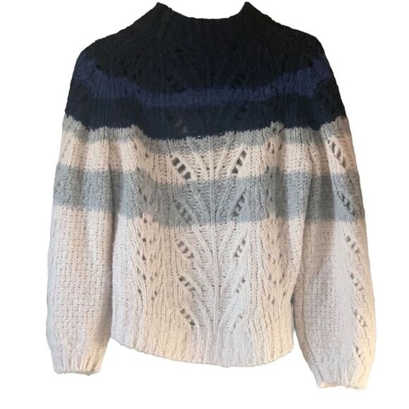 ✨ J. Crew Sweater Big Sur Alpaca Knit Crewneck Colorblock Navy Stripe✨ - Picture 8 of 11